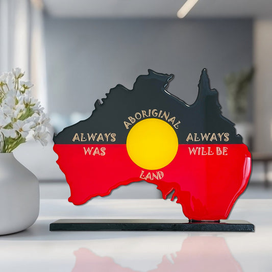 Aboriginal Australia Art – "Always Was Always Will Be" Resin Map with Glossy Finish | Handmade Indigenous Decor