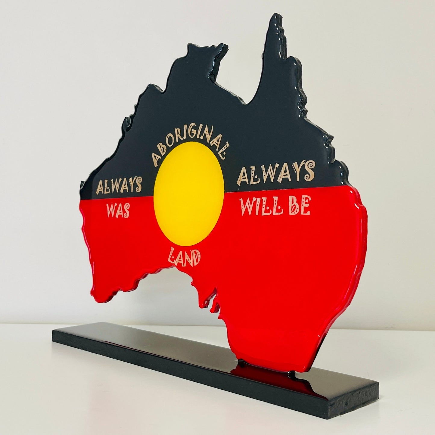 Aboriginal Australia Art – "Always Was Always Will Be" Resin Map with Glossy Finish | Handmade Indigenous Decor