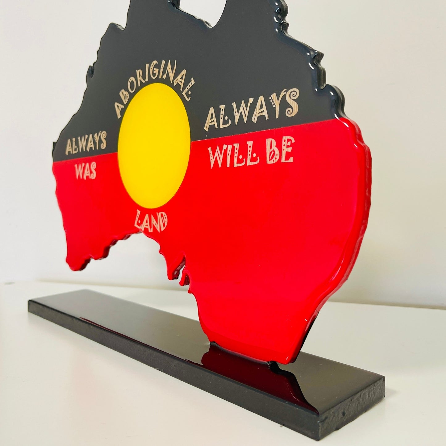 Aboriginal Australia Art – "Always Was Always Will Be" Resin Map with Glossy Finish | Handmade Indigenous Decor