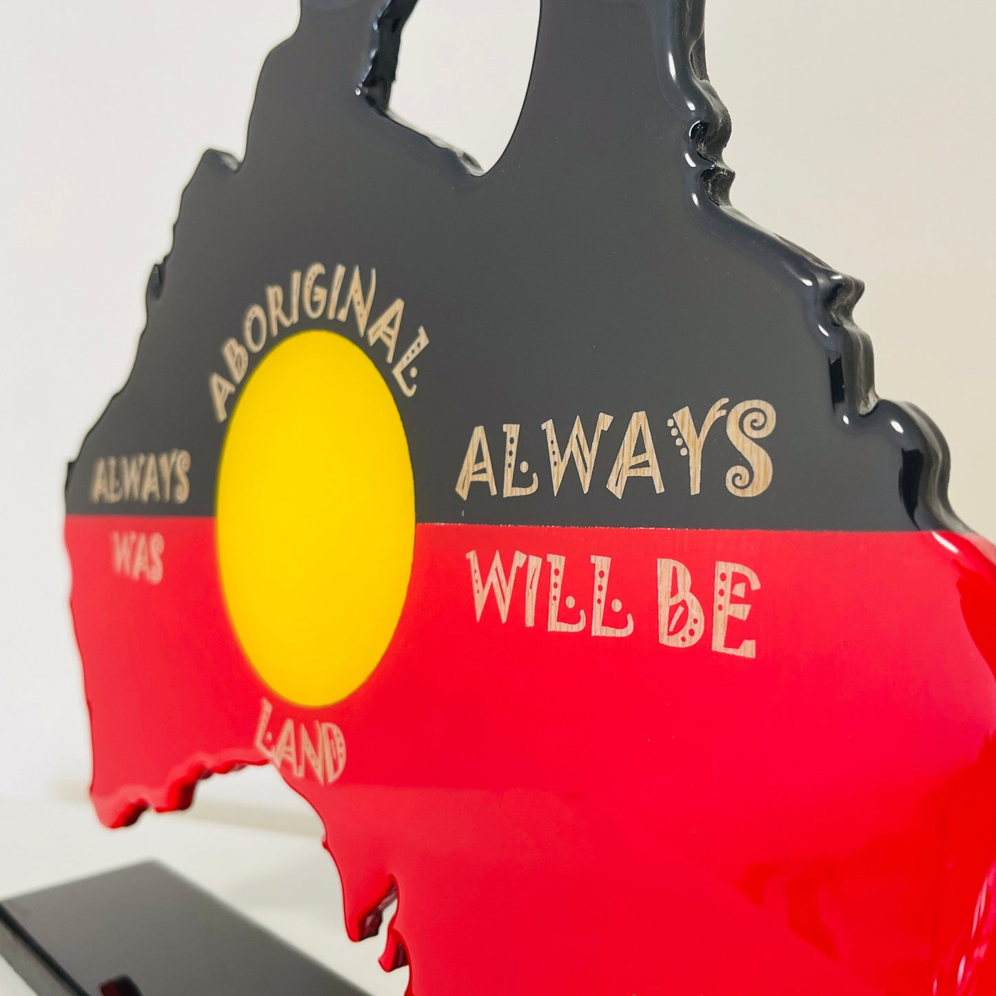 Aboriginal Australia Art – "Always Was Always Will Be" Resin Map with Glossy Finish | Handmade Indigenous Decor