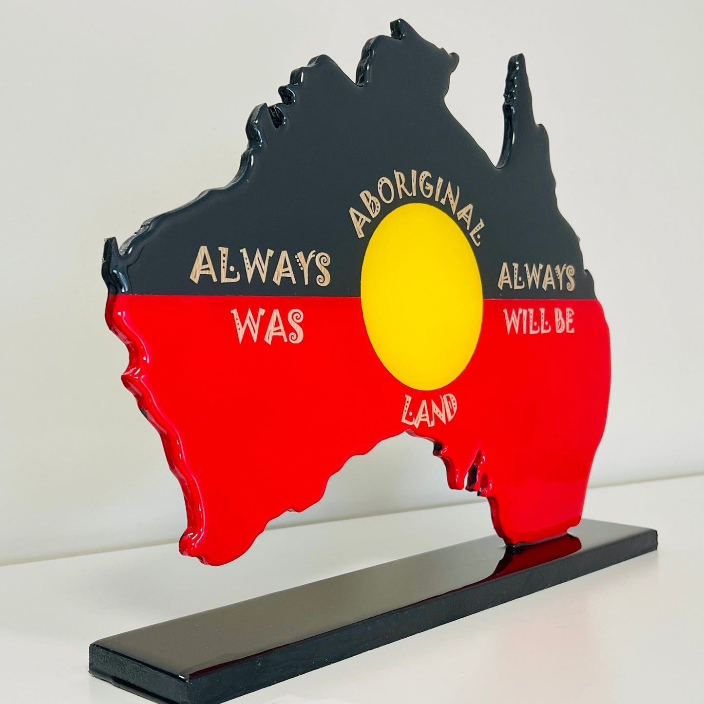 Aboriginal Australia Art – "Always Was Always Will Be" Resin Map with Glossy Finish | Handmade Indigenous Decor