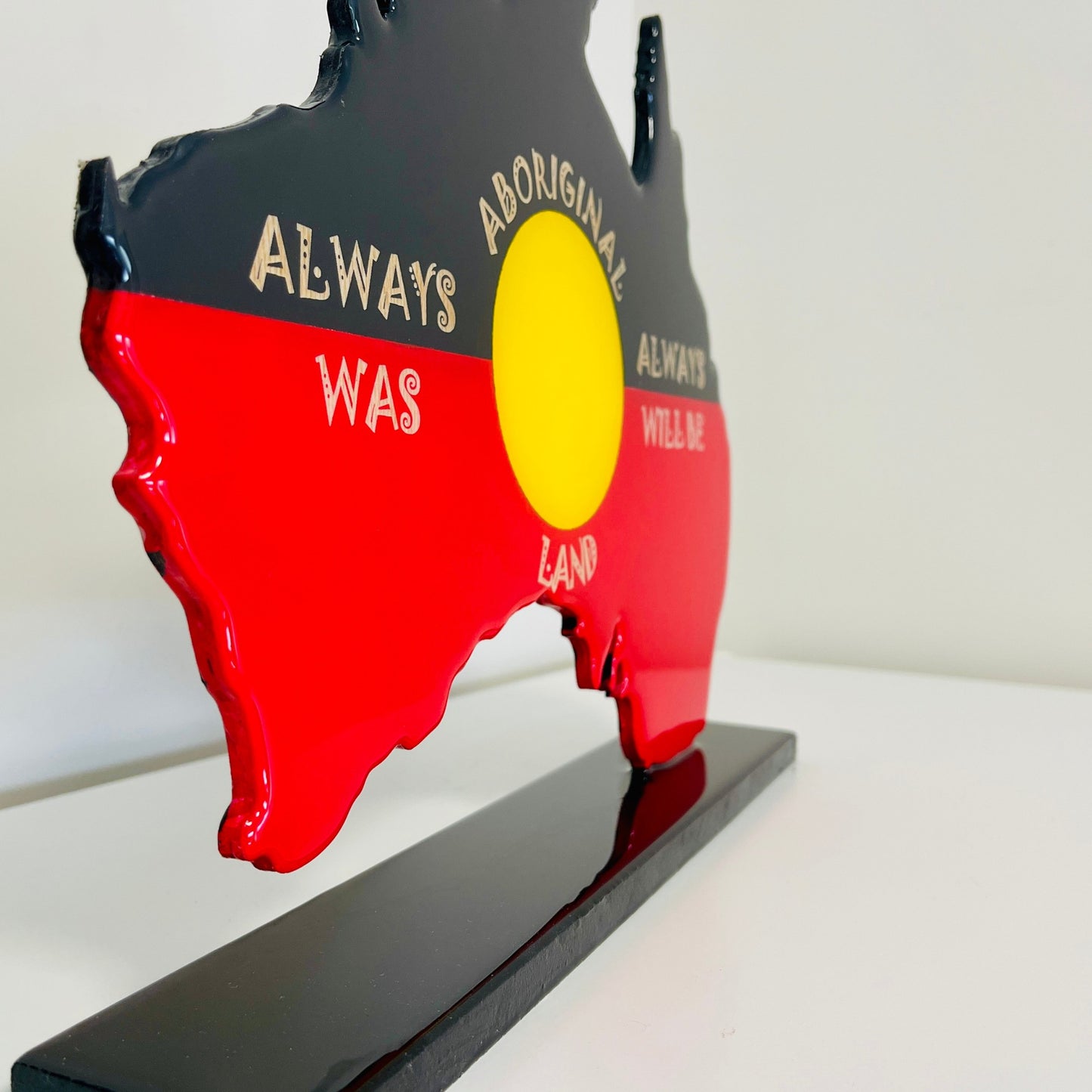 Aboriginal Australia Art – "Always Was Always Will Be" Resin Map with Glossy Finish | Handmade Indigenous Decor