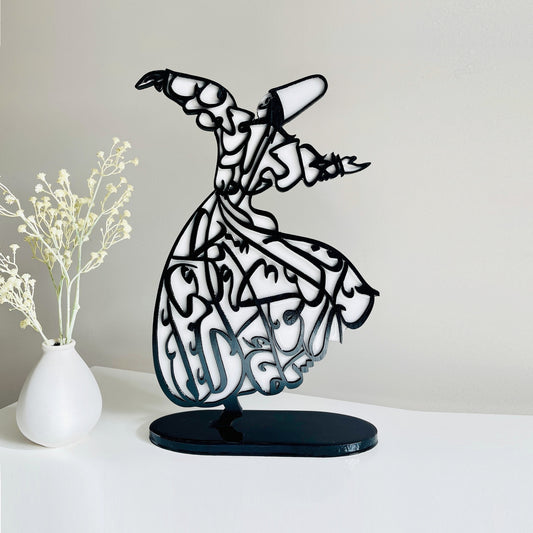 Whirling Dervish Islamic Art with Rumi's Arabic Calligraphy
