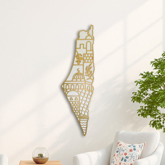 Palestine Map, Palestine Cultural Symbols - Resin Finish | Perfect Gift