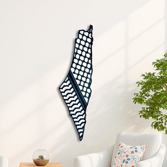Palestine Map, Black keffiyeh - Resin Finish | Perfect Gift