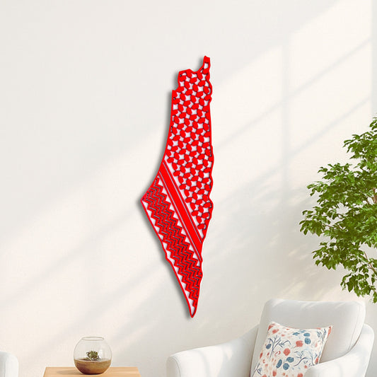 Palestine Map, Red keffiyeh - Resin Finish | Perfect Gift