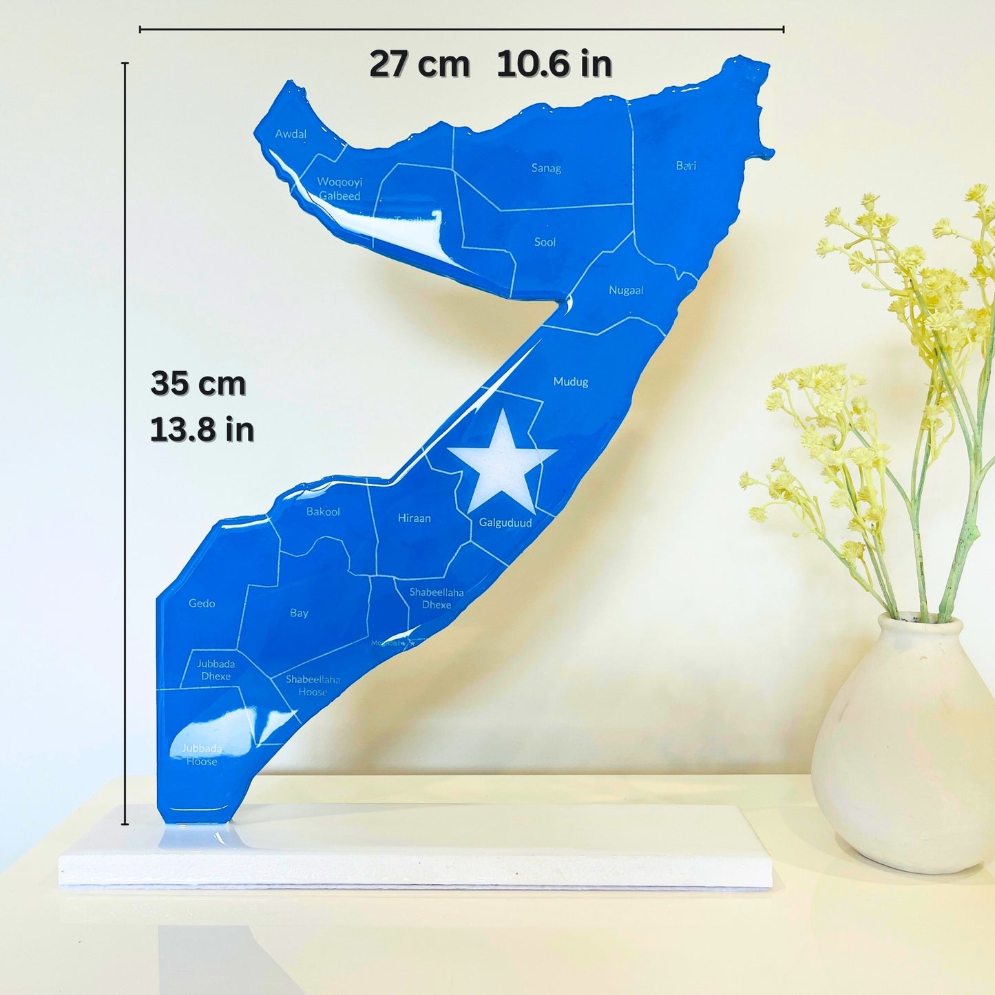 Somalia Map, Somali Flag Colours, Engraved Regions - Glossy Finish | Perfect Gift