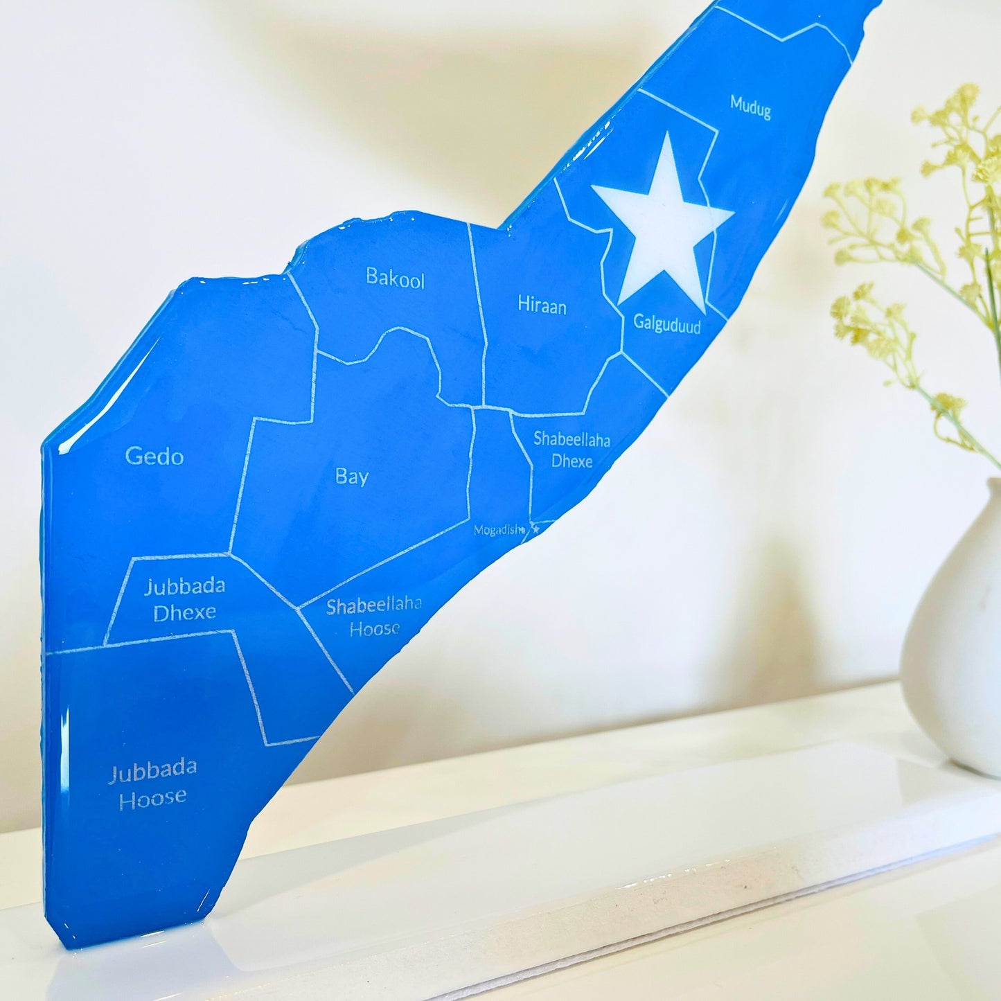 Somalia Map, Somali Flag Colours, Engraved Regions - Glossy Finish | Perfect Gift