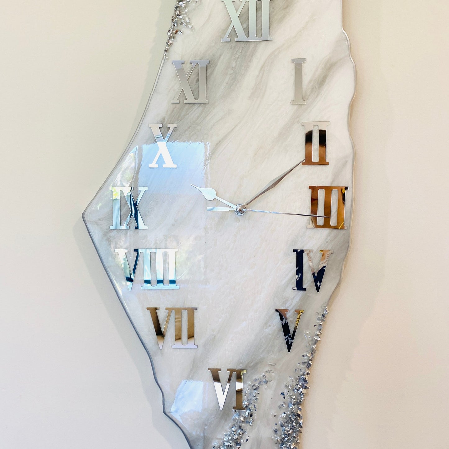 Palestine Map, Silver Wall Clock - Resin Coating | Perfect Gift