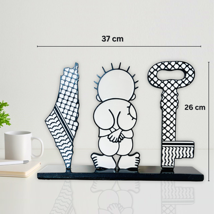Palestine Map with Kuffiyeh, Handala & Key of Return | Glossy Resin Finish | Symbolic Gift
