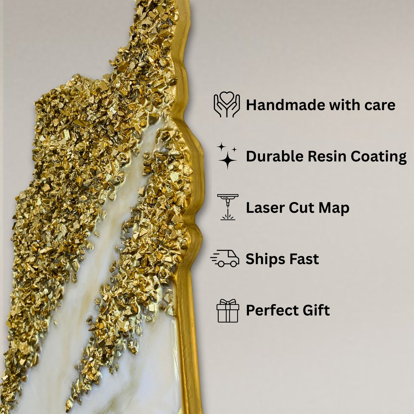 Palestine Map, Golden Wall Clock - Resin Coating | Perfect Gift