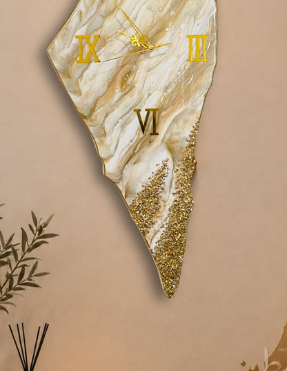 Palestine Map, Golden Wall Clock - Resin Coating | Perfect Gift