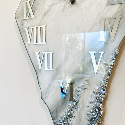 Palestine Map, Silver Wall Clock - Resin Coating | Perfect Gift