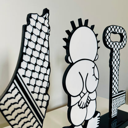 Palestine Map with Kuffiyeh, Handala & Key of Return | Glossy Resin Finish | Symbolic Gift