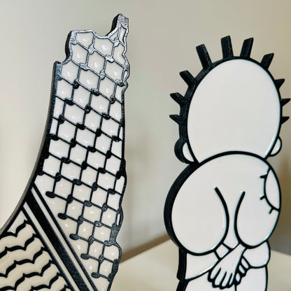 Palestine Map with Kuffiyeh, Handala & Key of Return | Glossy Resin Finish | Symbolic Gift