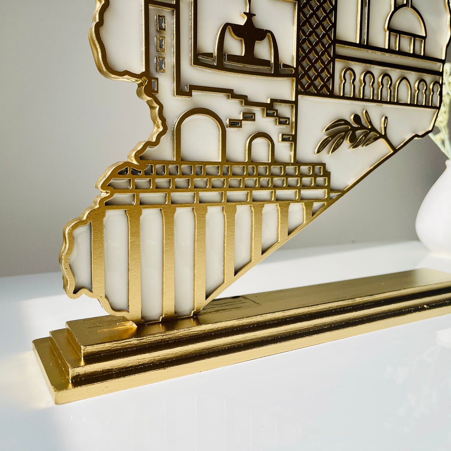 Syria Wooden Map, Heritage Icons - Resin Finish | Perfect Gift