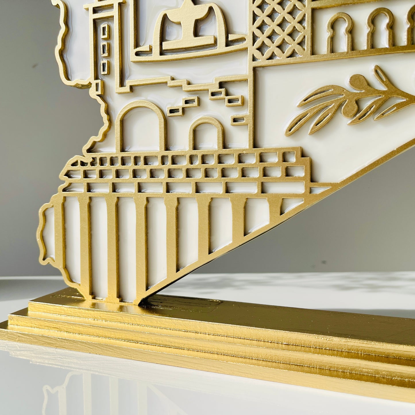 Syria Wooden Map, Heritage Icons - Resin Finish | Perfect Gift