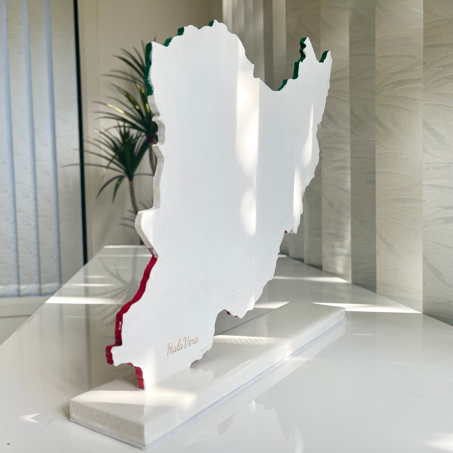 Iran Map with Flag Colors and Engraved Provinces, Glossy Finish
