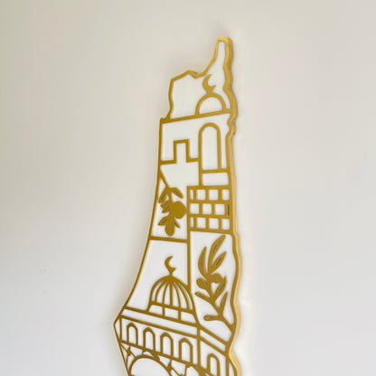 Palestine Map, Palestine Cultural Symbols - Resin Finish | Perfect Gift