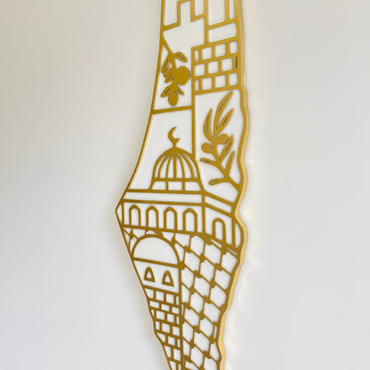 Palestine Map, Palestine Cultural Symbols - Resin Finish | Perfect Gift