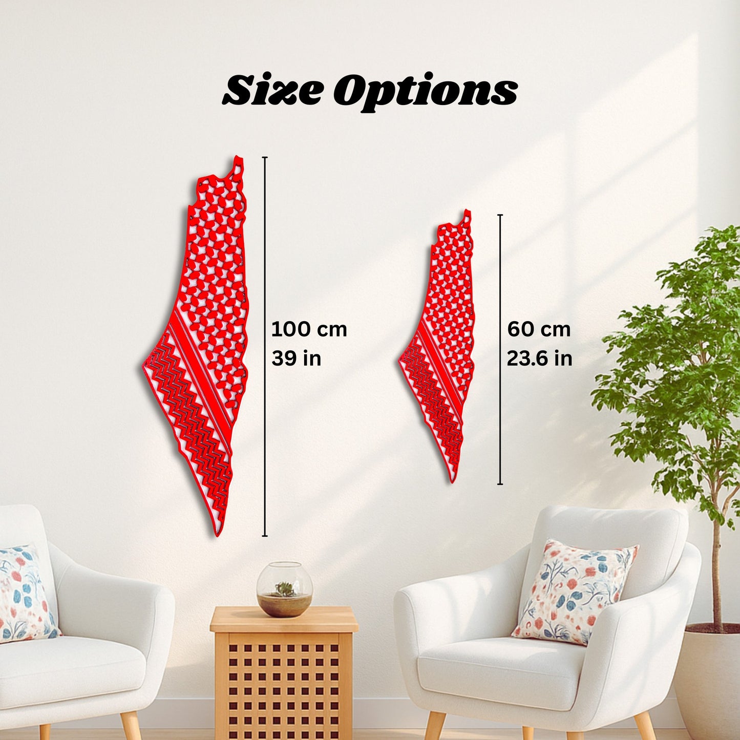 Palestine Map, Red keffiyeh - Resin Finish | Perfect Gift