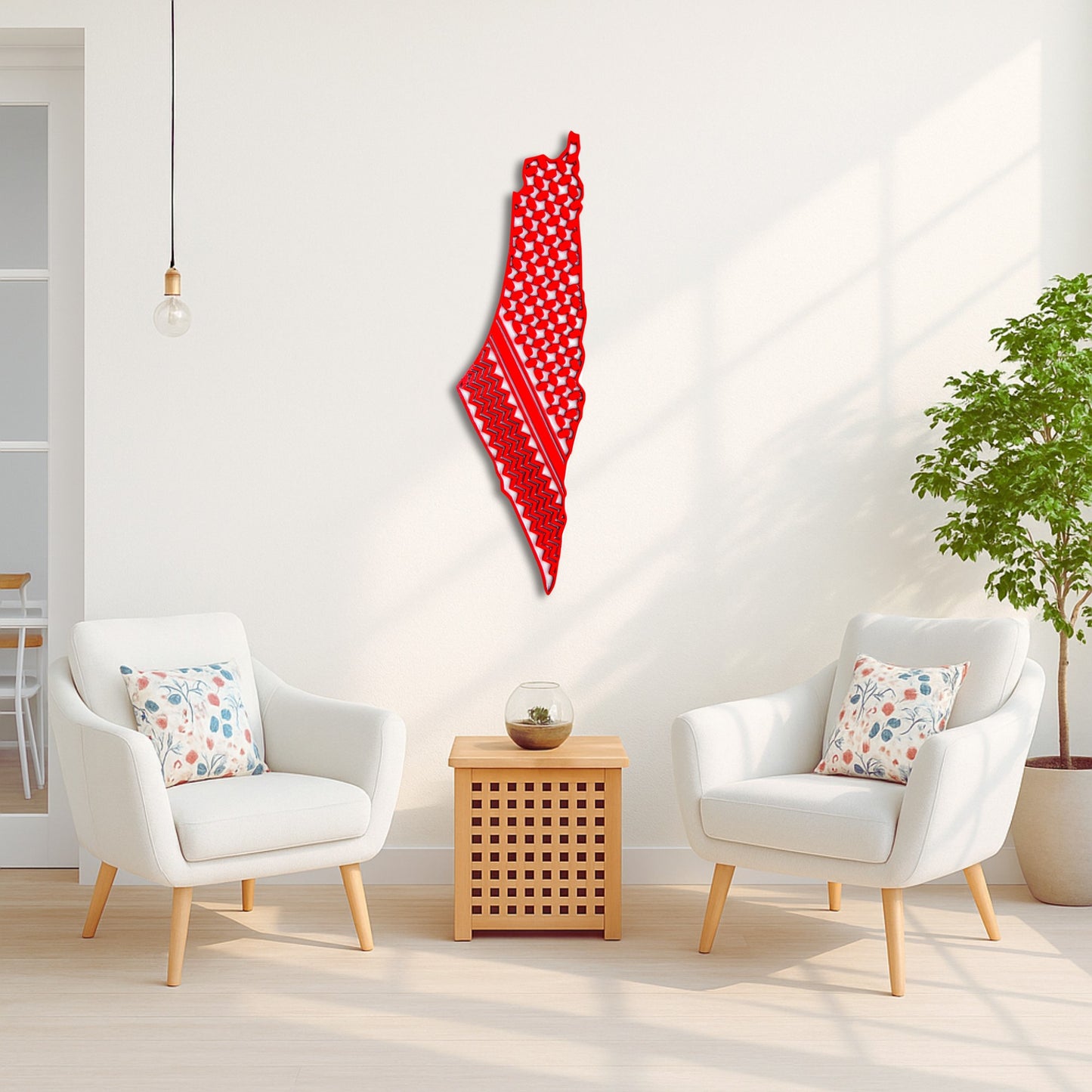 Palestine Map, Red keffiyeh - Resin Finish | Perfect Gift