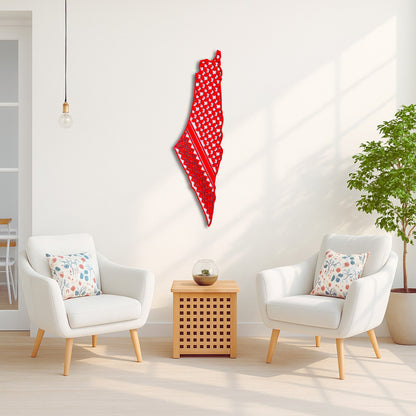 Palestine Map, Red keffiyeh - Resin Finish | Perfect Gift
