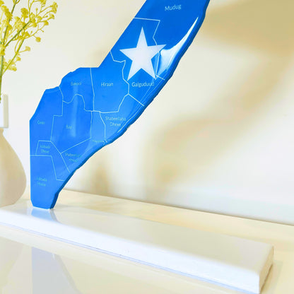 Somalia Map, Somali Flag Colours, Engraved Regions - Glossy Finish | Perfect Gift