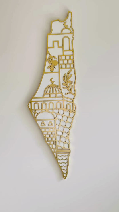 Palestine Map, Palestine Cultural Symbols - Resin Finish | Perfect Gift