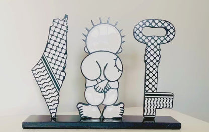 Palestine Map with Kuffiyeh, Handala & Key of Return | Glossy Resin Finish | Symbolic Gift