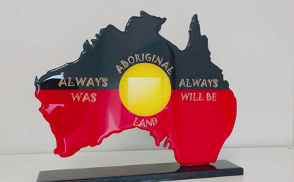Aboriginal Australia Art – "Always Was Always Will Be" Resin Map with Glossy Finish | Handmade Indigenous Decor